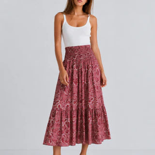 Jupe longue coton imprimée fleurs