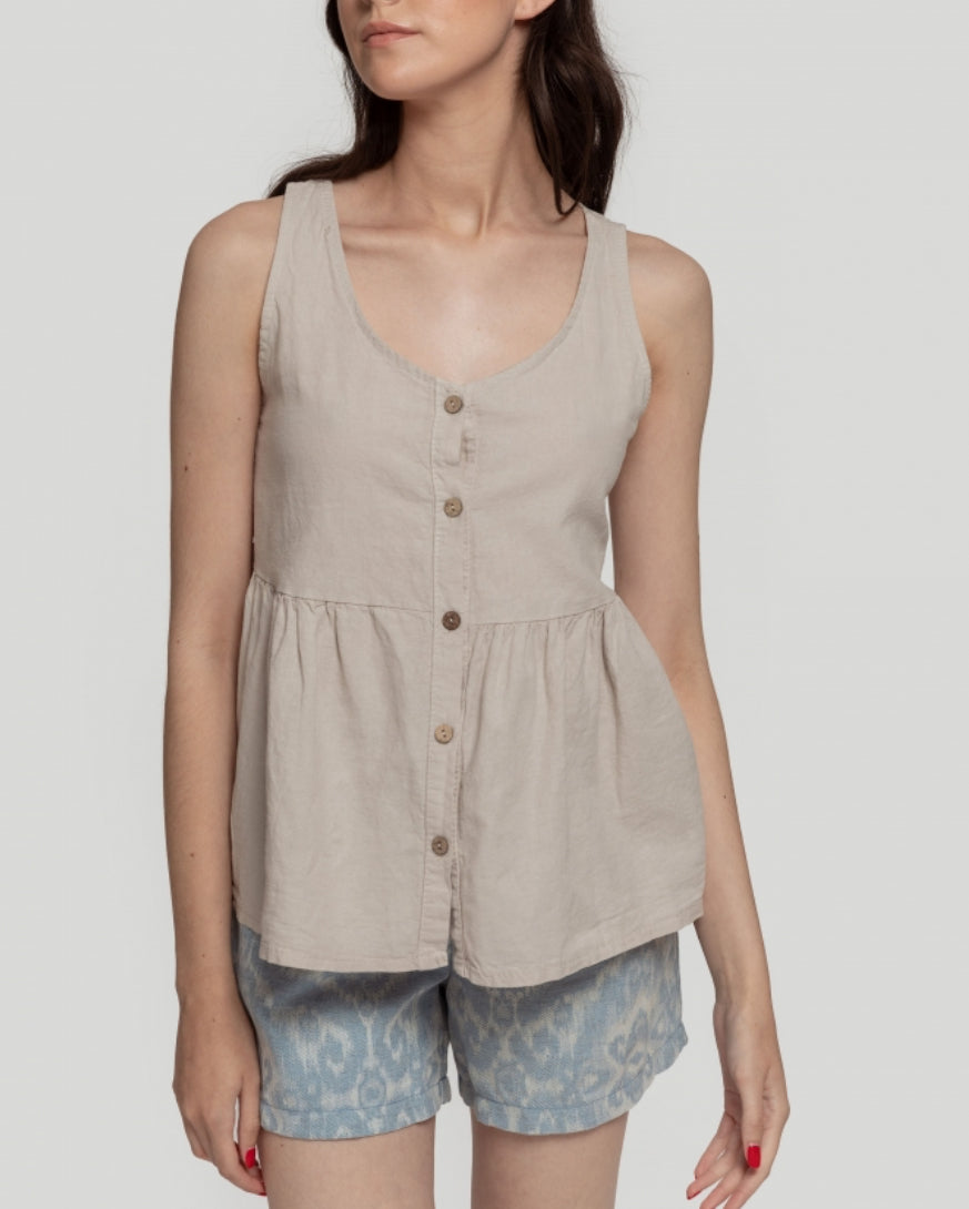 Blouse à boutons beige