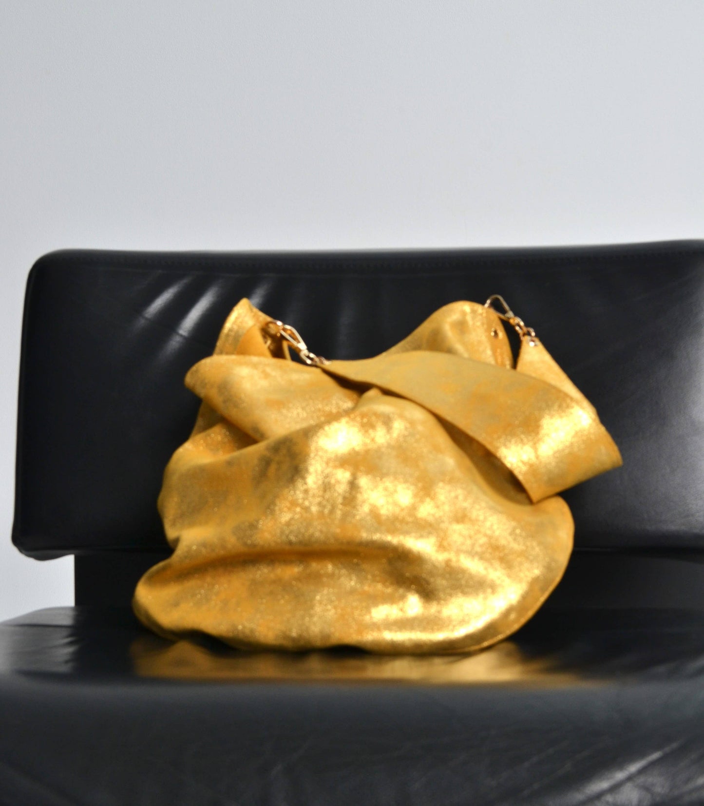 Sac en cuir pailleté Anna couleur or