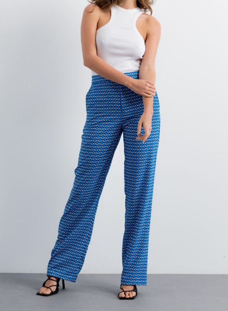 Pantalon imprimé bleu ELISA