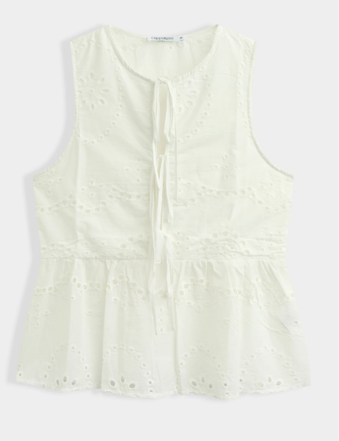 Haut coton blanc broderie anglaise avec liens