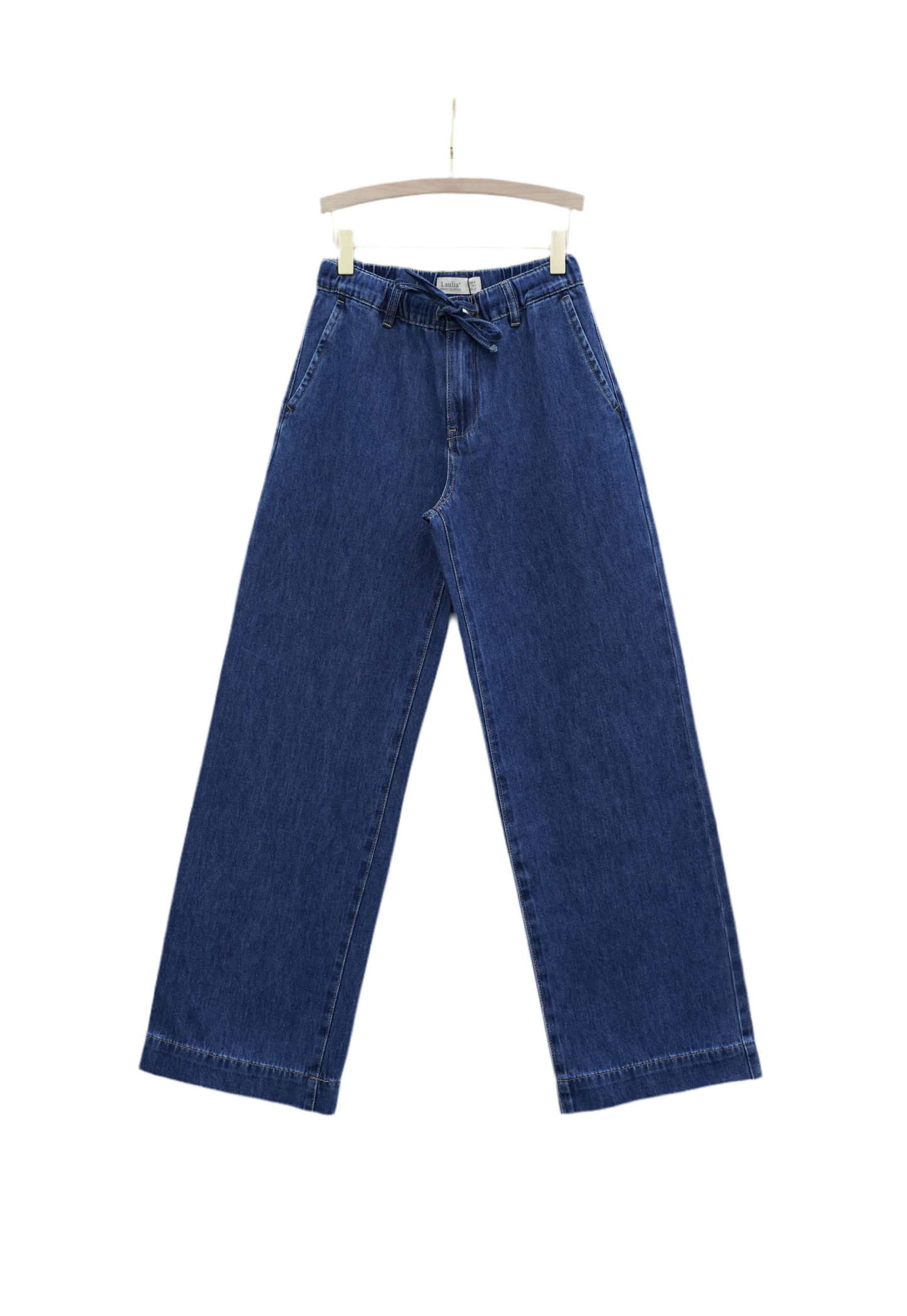 Jean large lien élastique taille brut ou denim Lauli