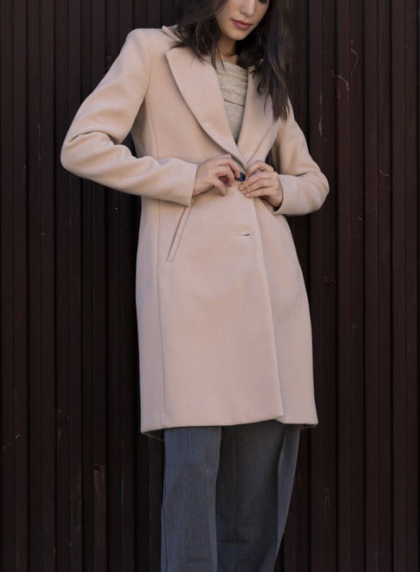 Manteau droit 1 bouton 3/4 beige ELISA