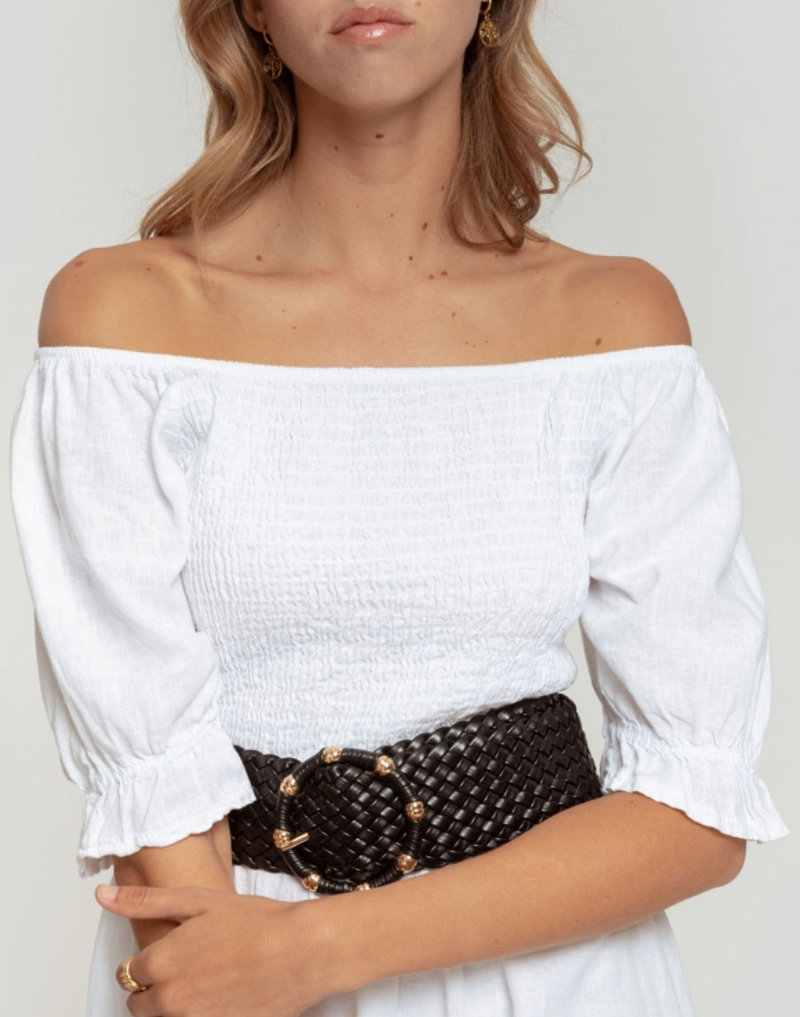 Robe longue blanche smocks