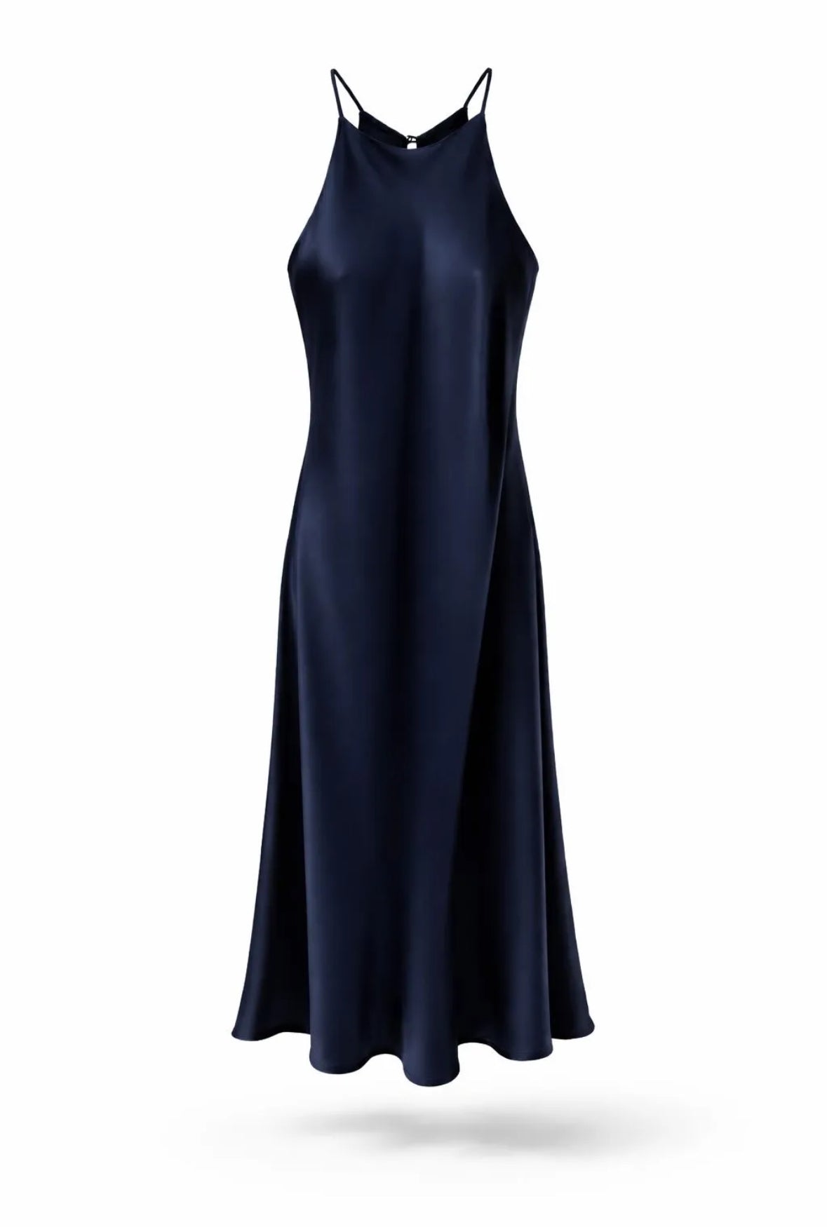 Robe longue halter en satin rouge