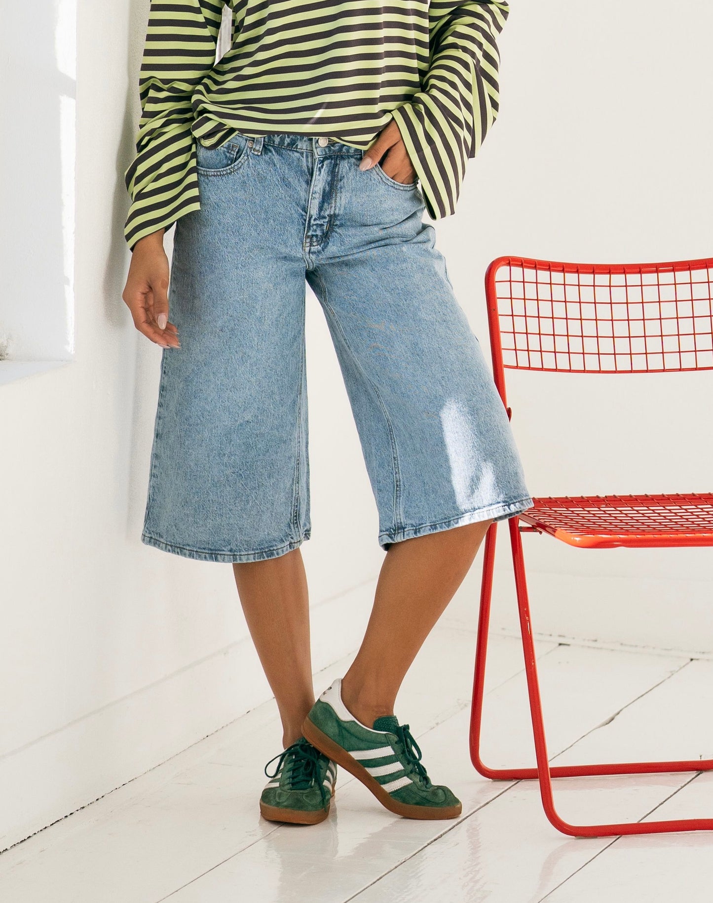 Bermuda denim trapèze