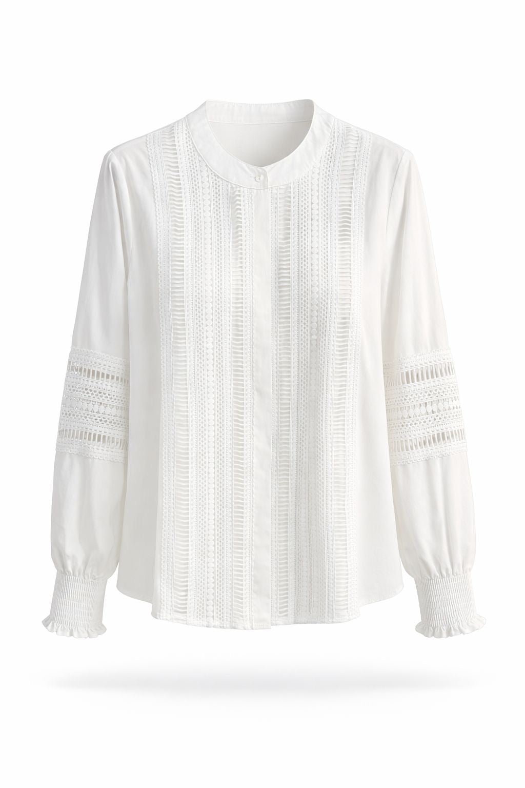 Chemise blanche brodé col mao