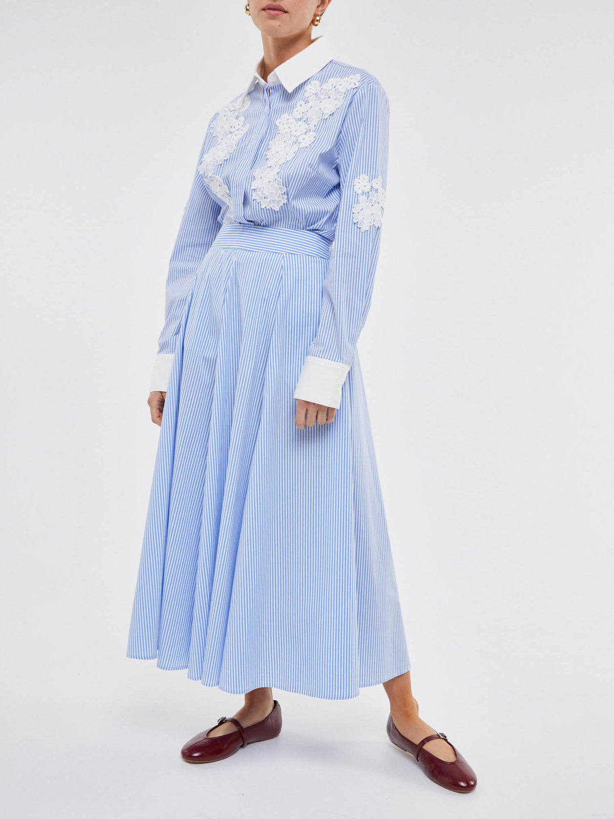 Jupe coton rayée bleue