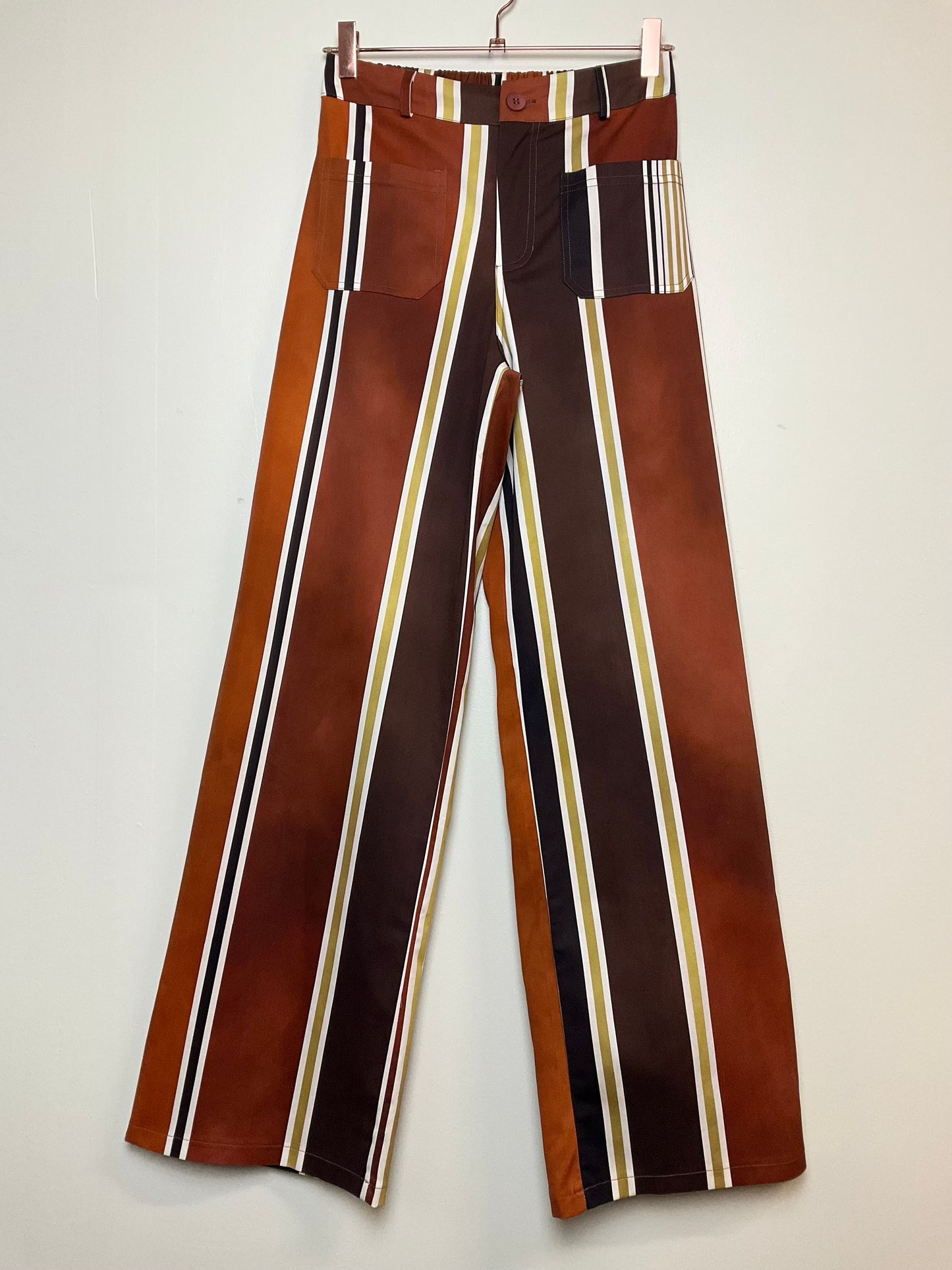 Pantalon coton fin imprime rayé