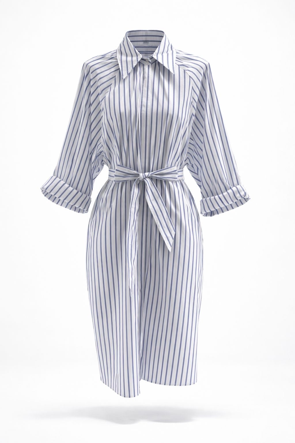 Robe midi rayée coton bleu ou blanche