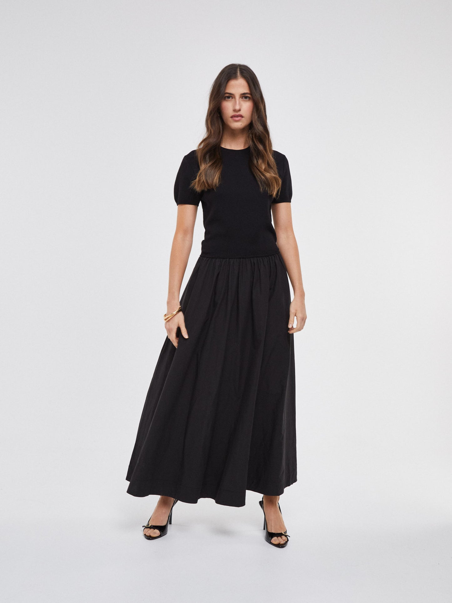 Robe longue maille et coton
