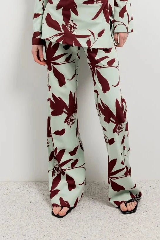 Pantalon imprimé floral vert