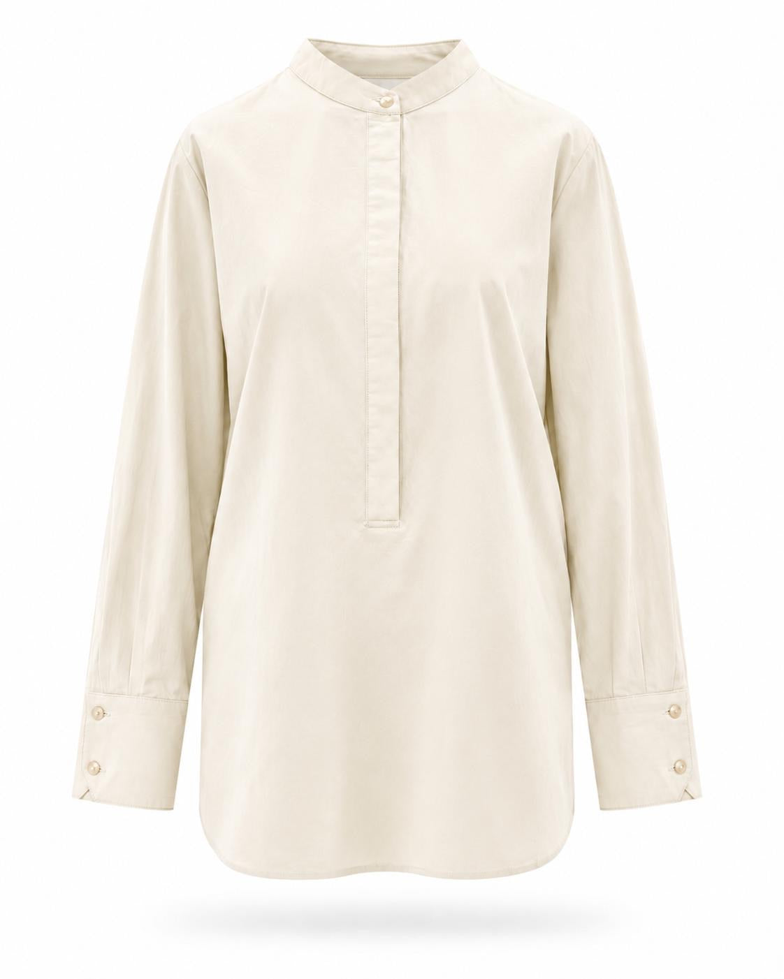 Chemise longue écru col Mao