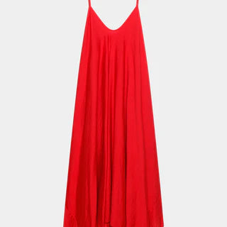 Robe bretelles longue fluide viscose beige blanc kaki rouge et marron