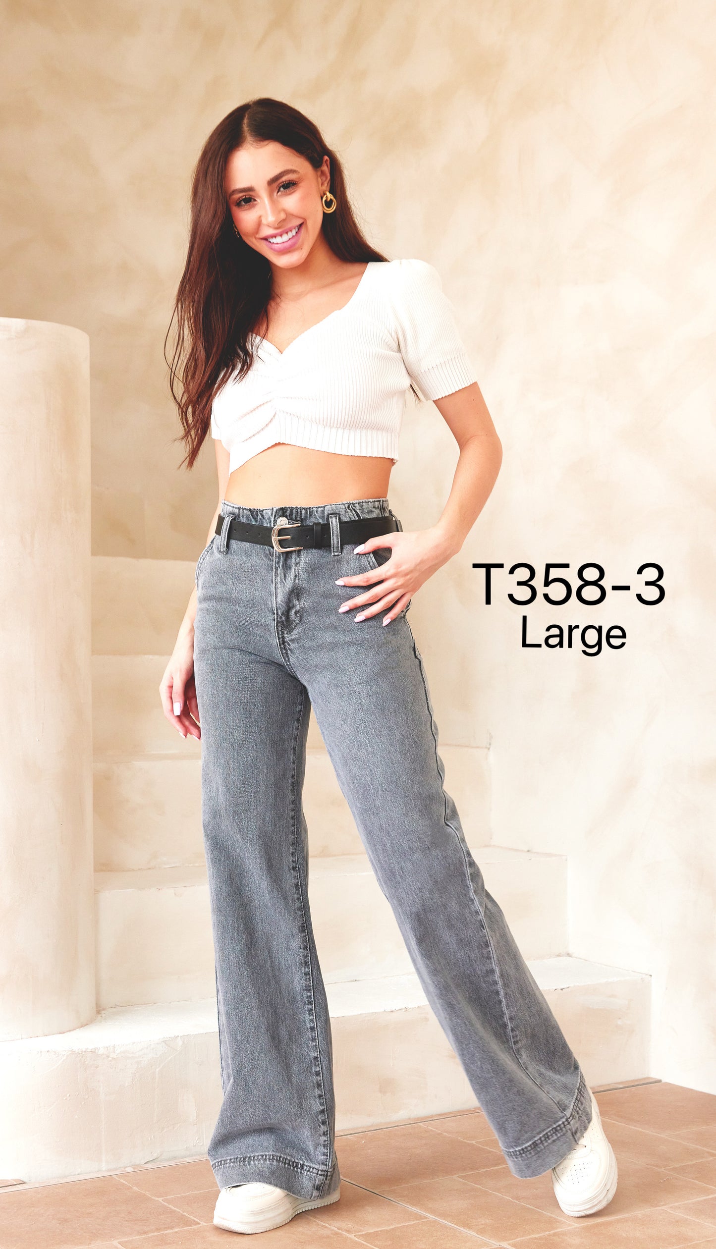 Jean gris large full lenght sans ceinture ourlet large Lauli