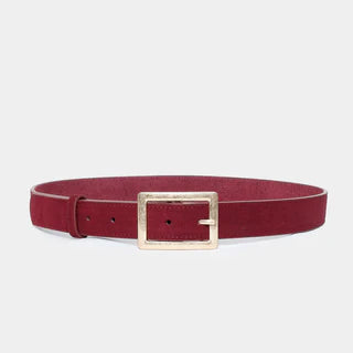Ceinture daim boucle carrée bordeau noir ou taupe
