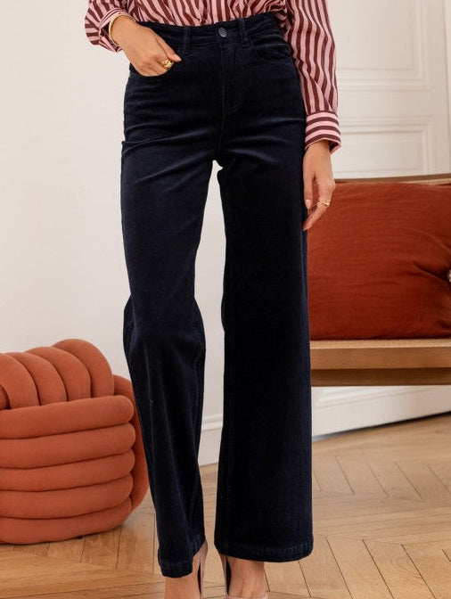 Pantalon velours marine ou chocolat
