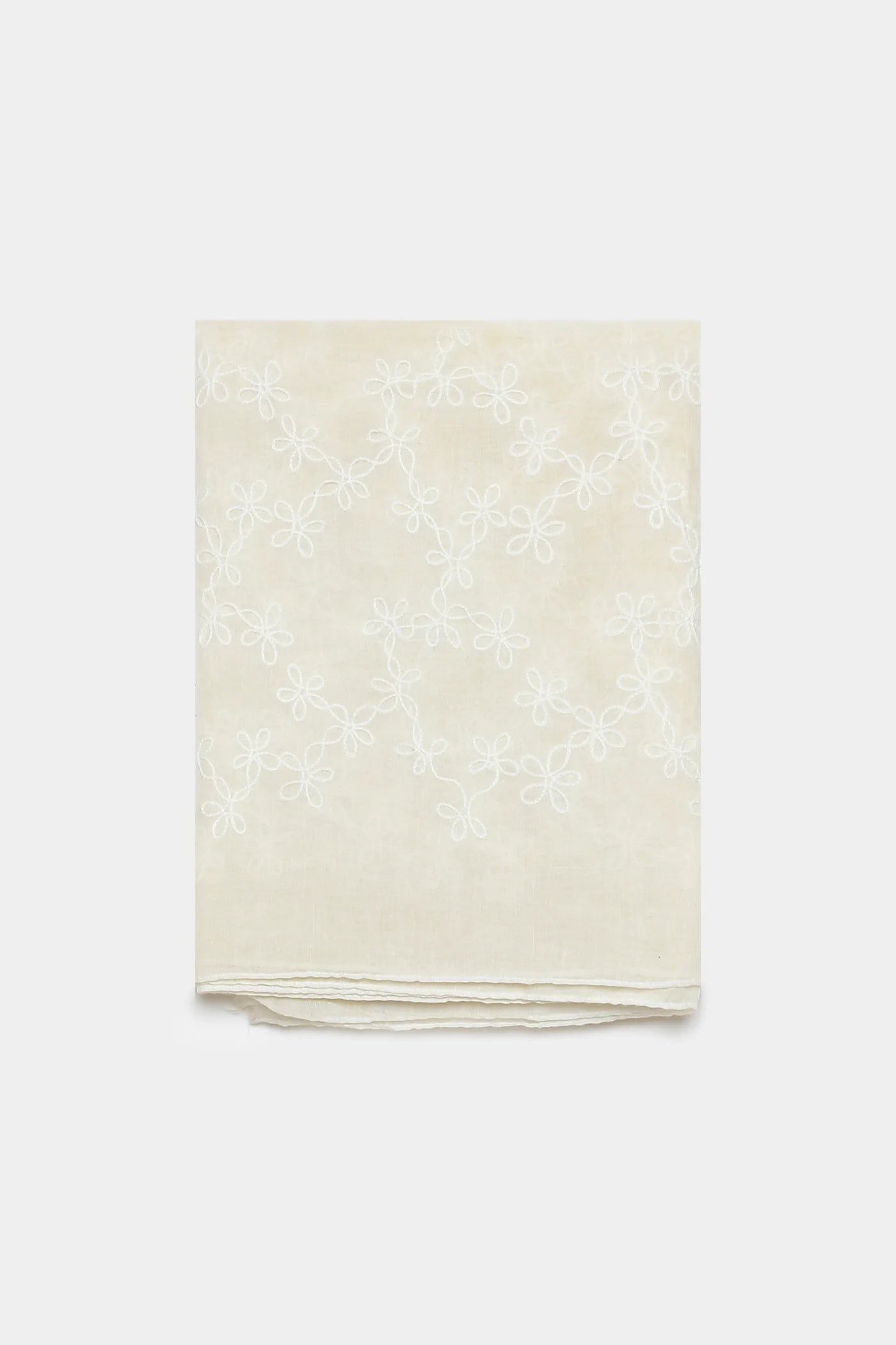 Écharpe coton brodée beige
