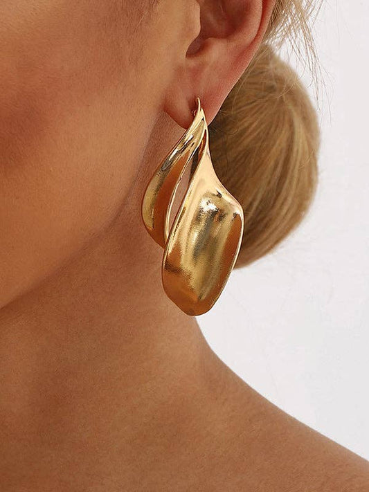 Boucles d'oreilles pendantes géométriques unies - Alliage