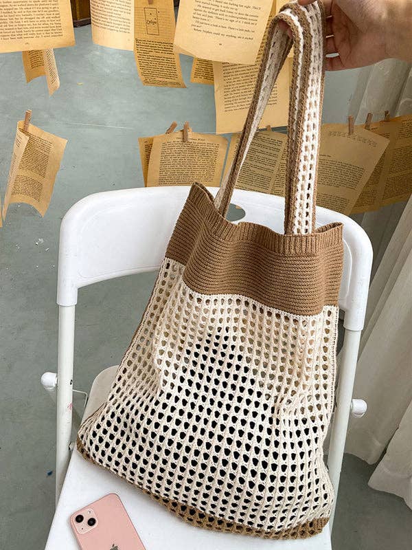 Accessoires de sacs ajourés bicolores pour la plage