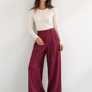 Pantalon satin de viscose resserré