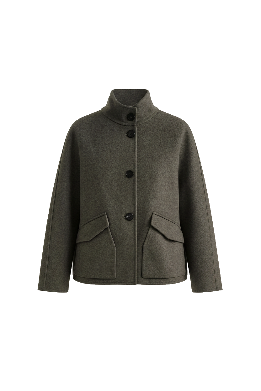 Veste en laine courte kaki ou beige - packshot