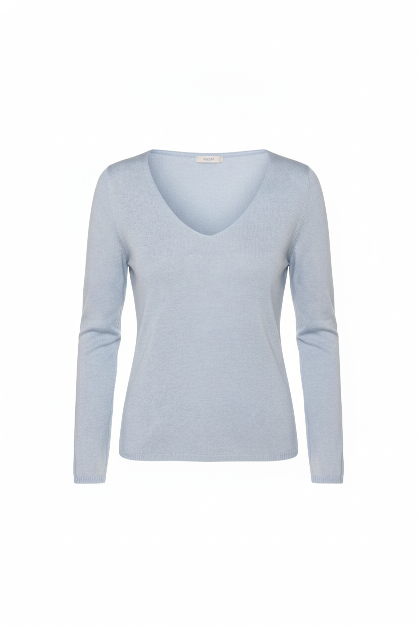 Pull fin soie et cachemire col V coloris divers - packshot