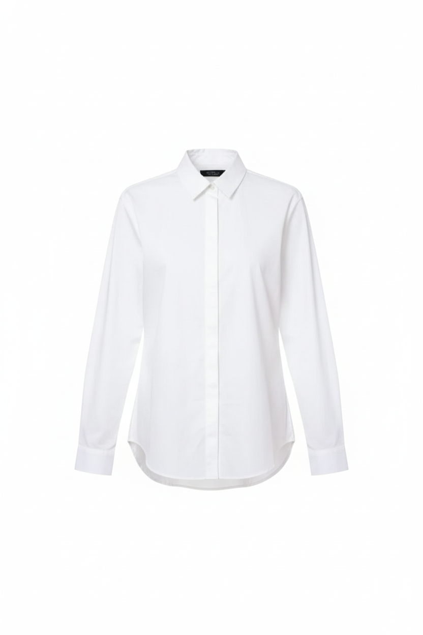 Chemise blanche boutonnage sous patte popeline de coton - packshot