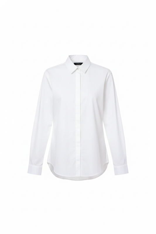 Chemise blanche boutonnage sous patte popeline de coton - packshot