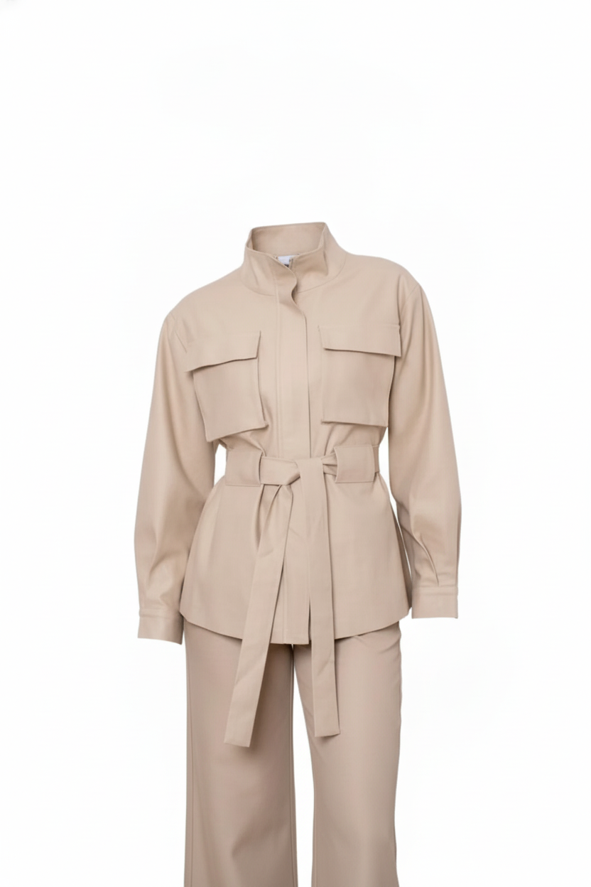 Veste saharienne beige kaki ou Navy  lyocell  assortie - packshot