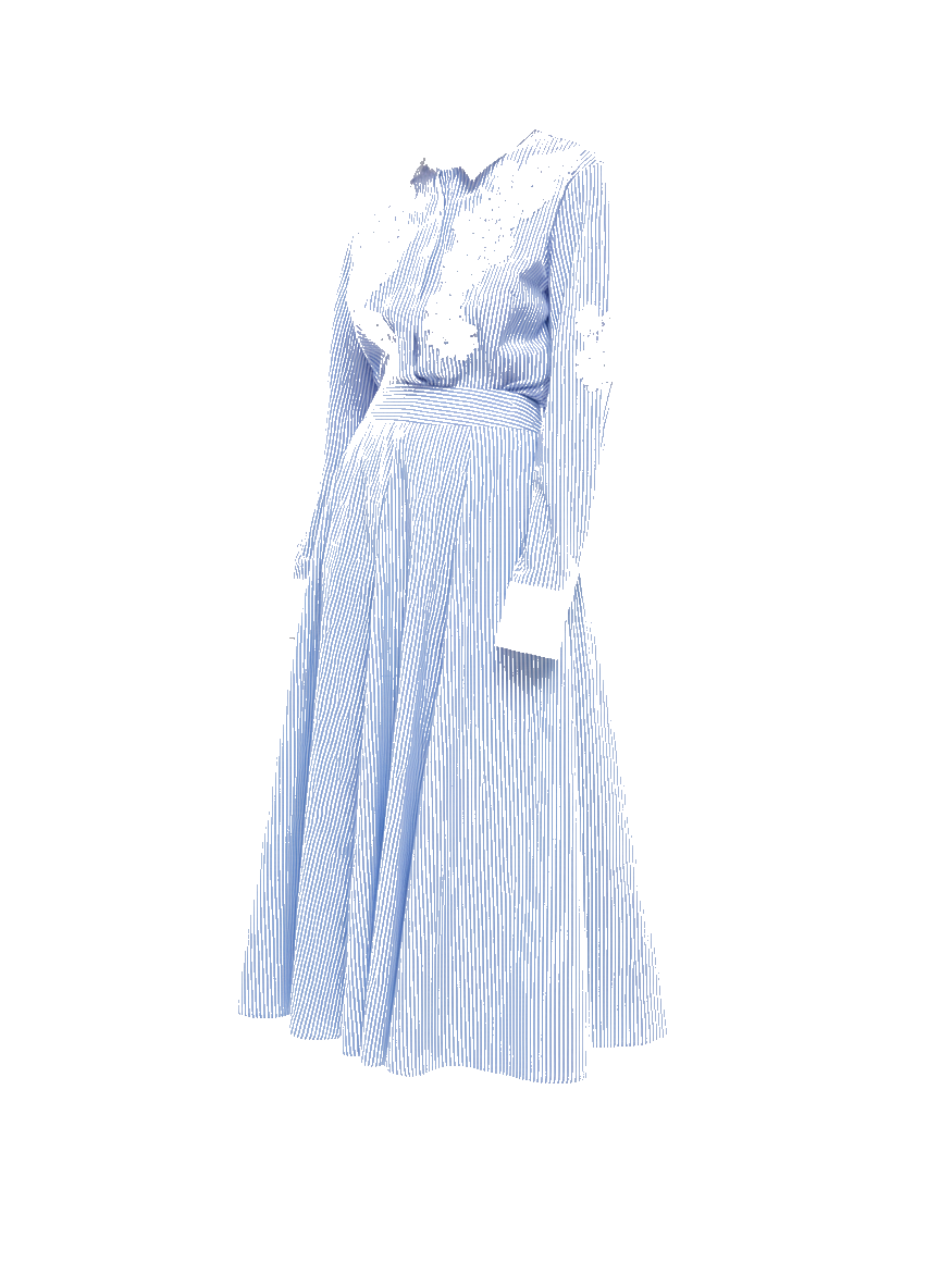 Jupe coton rayée bleue - packshot