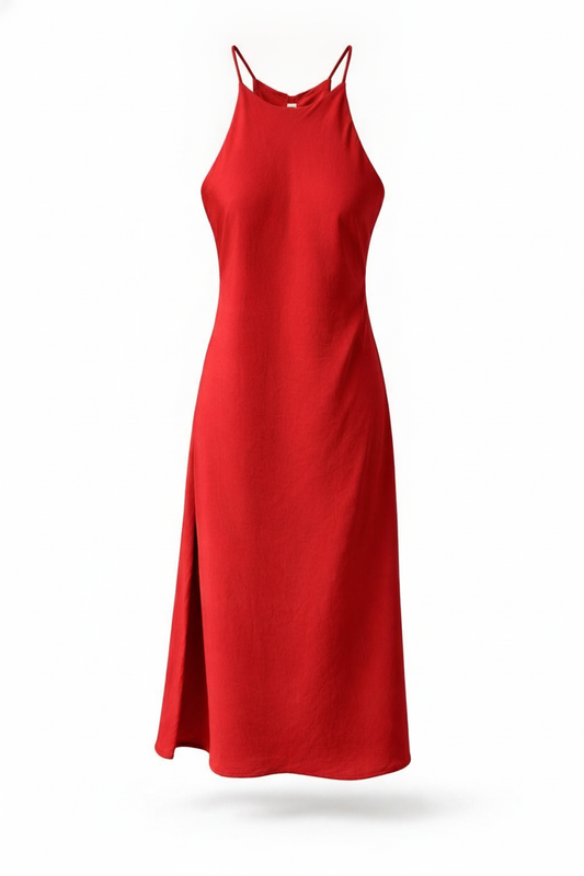 Robe longue halter en satin - packshot