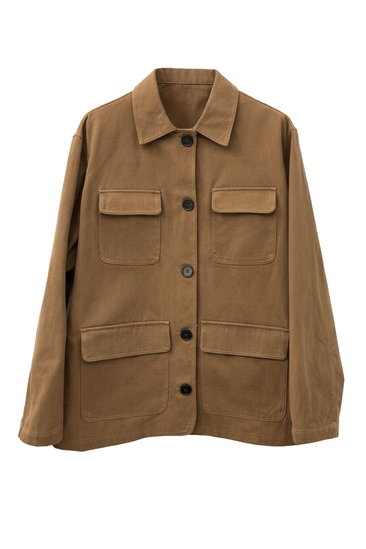 Veste longue poches Camel ou kaki - packshot