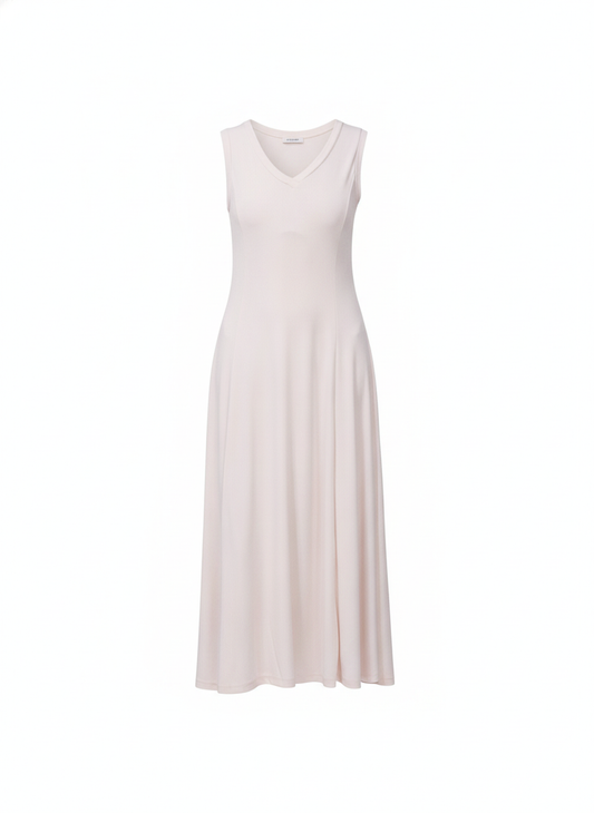 Robe maille midi fluide écru - packshot
