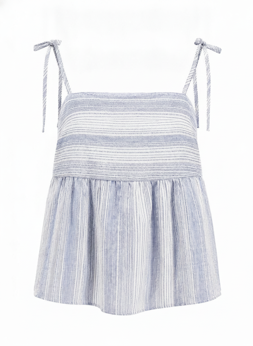 Haut coton rayé bleu blanc - packshot