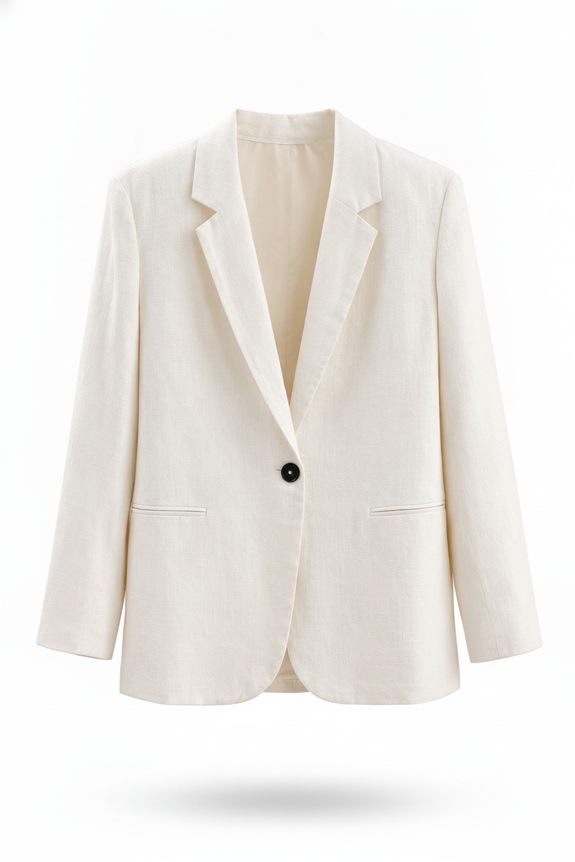 Veste tailleur lin blanc assortie - packshot