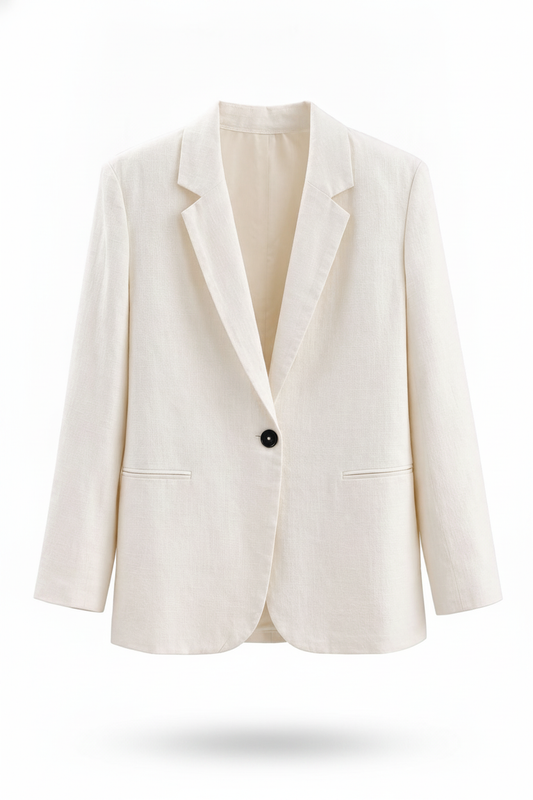 Veste tailleur lin blanc assortie - packshot