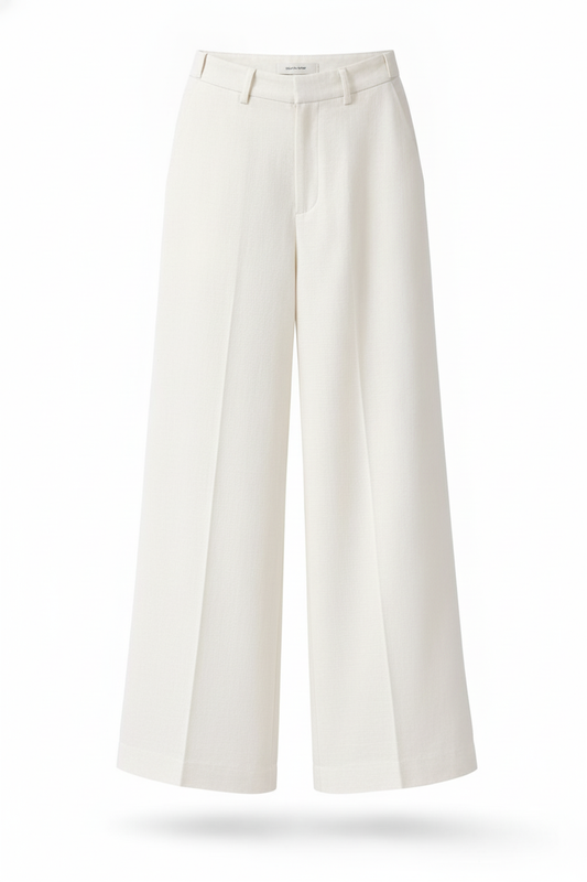 Pantalon tailleur lin blanc assorti - packshot
