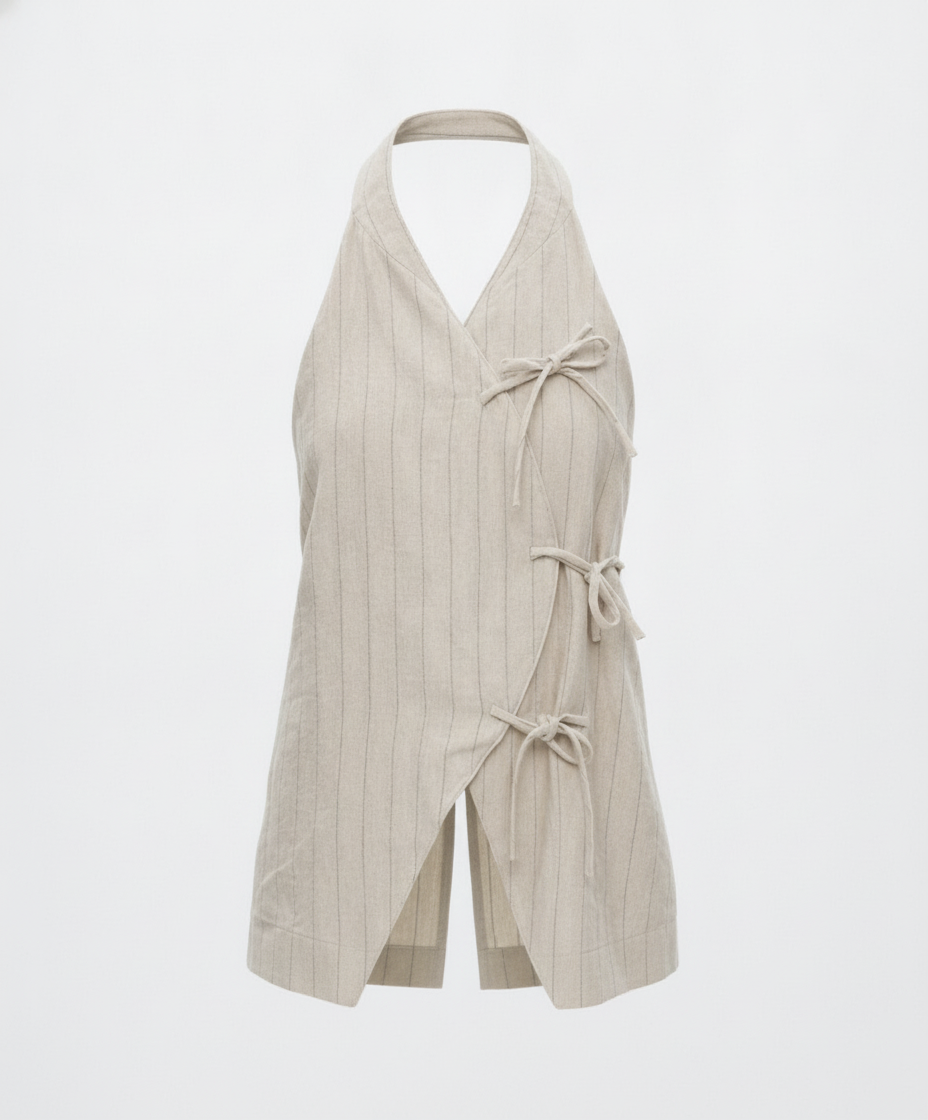 Gilet à nouer rayé - packshot