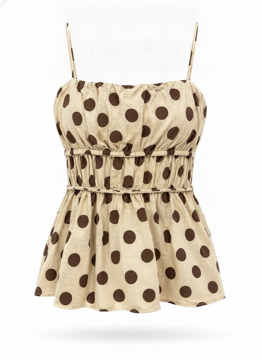 Top beige pois marron - packshot