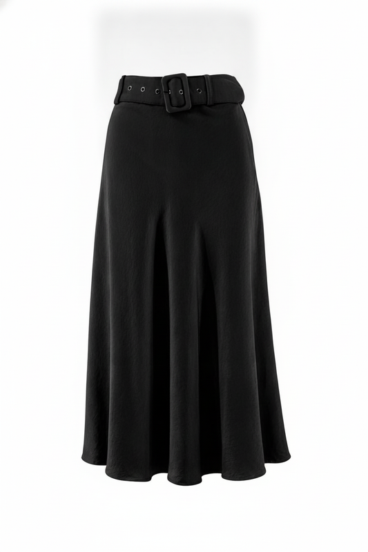 Jupe longue satin avec ceinture - packshot