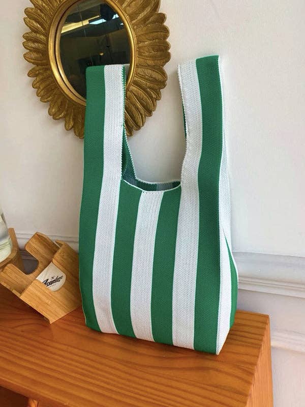 Sac tissé rayé à couleurs contrastées