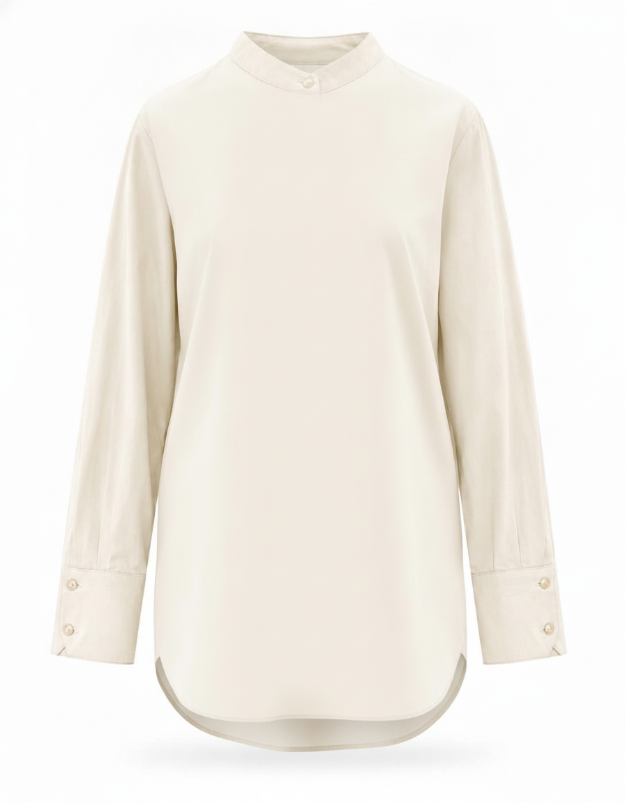 Chemise longue écru col Mao - packshot