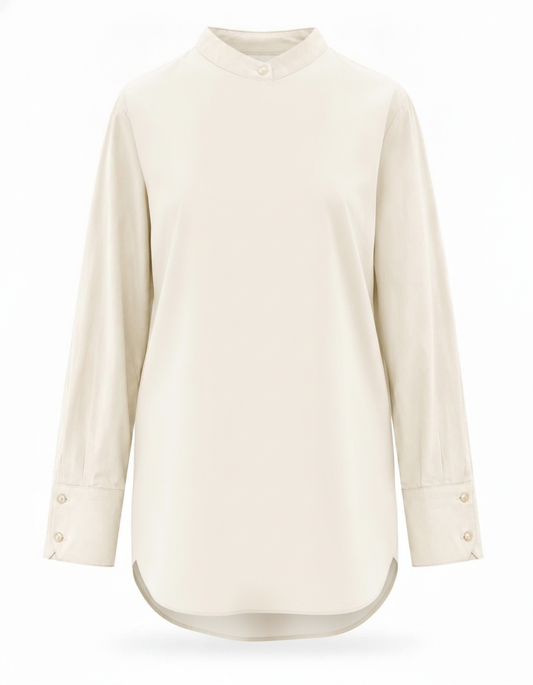 Chemise longue écru col Mao - packshot