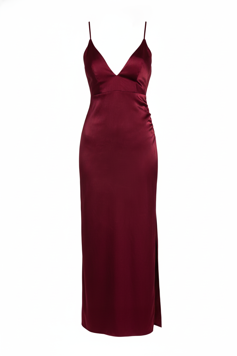 Robe satin grenat - packshot