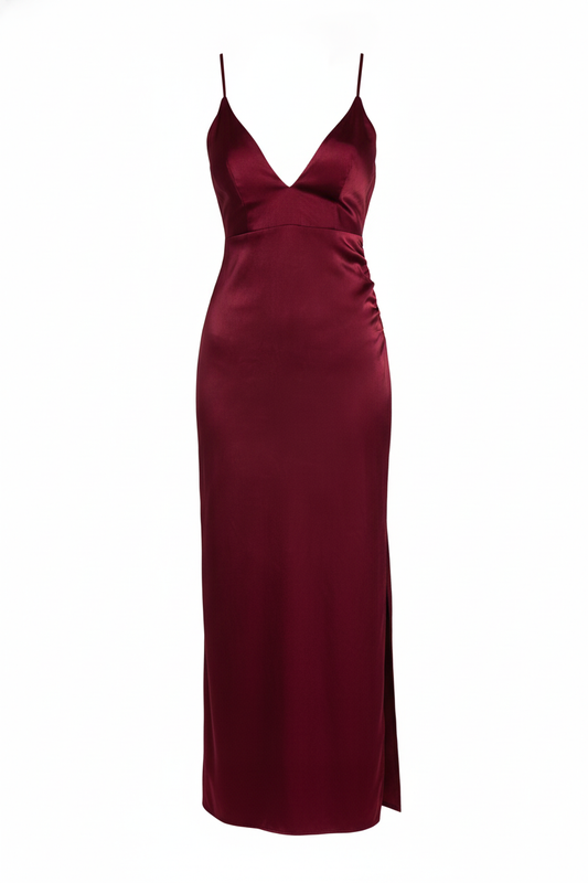 Robe satin grenat - packshot