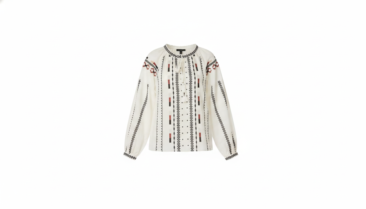 Blouse brodée manches ballons bobo - packshot