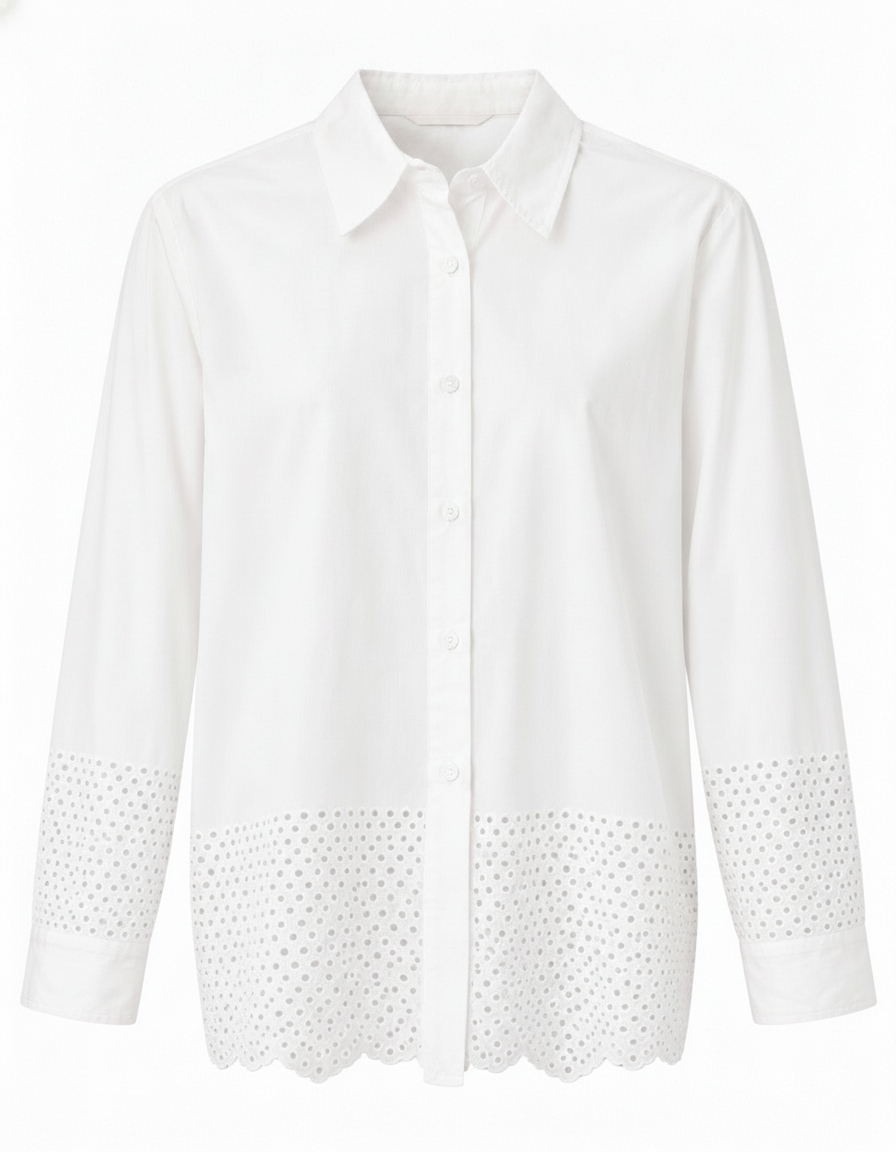 Chemise blanche broderie anglaise en bas - packshot