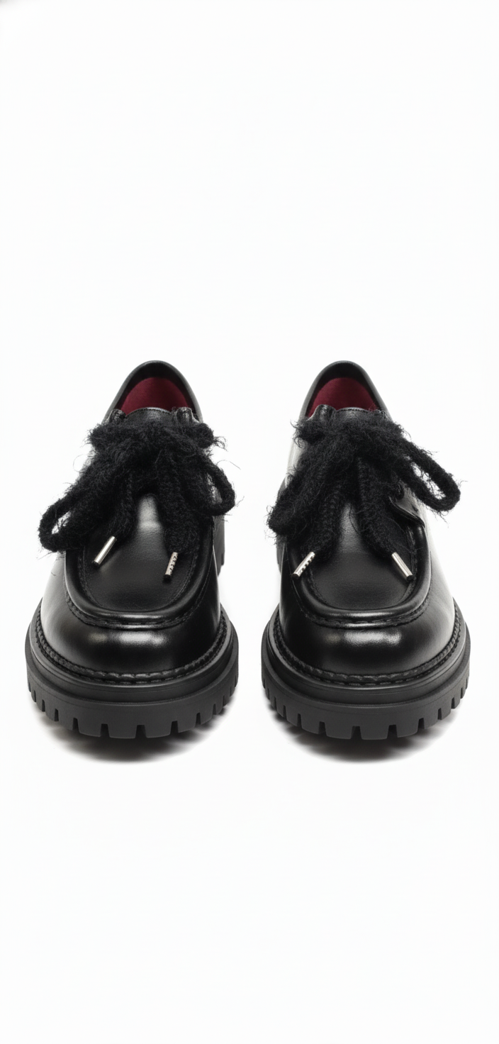 Derbys Richelieu cuir lisse semelle chunky - packshot