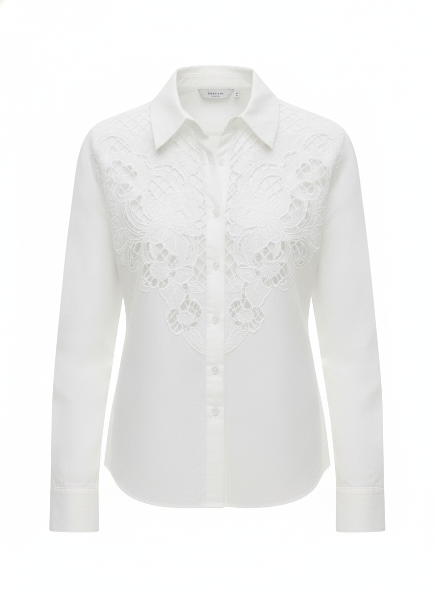 Chemise  brodée épaules coton - packshot